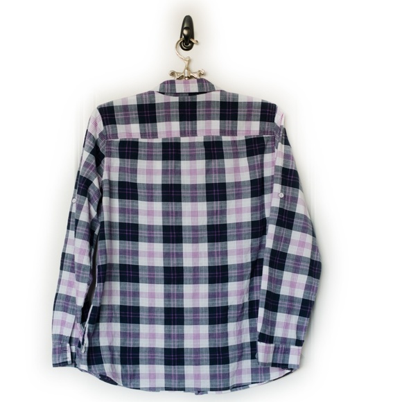 Eddie Bauer Women's Purple and Blue Plaid Long Sleeve Button Down Shirt … - Picture 6 of 12